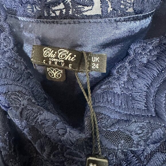 NEW CHI CHI MIDI Blue Lace with Tule Dress Size 20 US - Picture 7 of 8